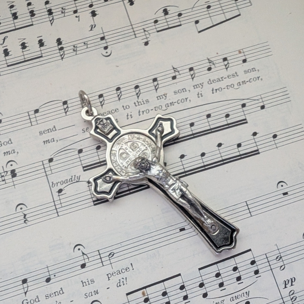 Silver Cross Jesus Pendant